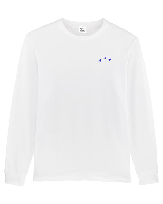 3 Stars Long Sleeve Tee White